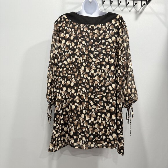 Jaclyn Smith Gemstone Neckline Animal Polka Dot Print Chiffon Tunic Top Size XL - Picture 7 of 11